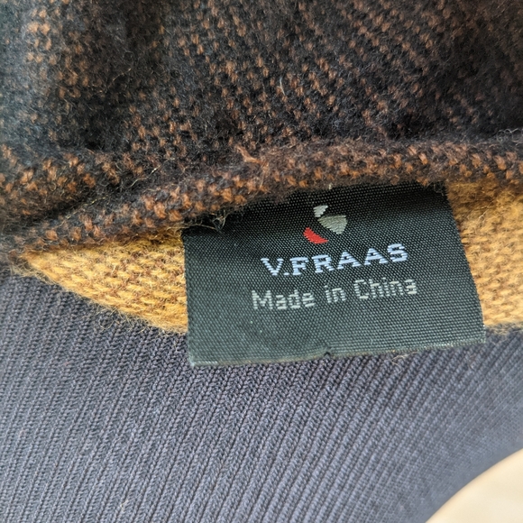 V. Fraas Brown Shawl with Leopard Print Hem with Fringe - Picture 2 of 4